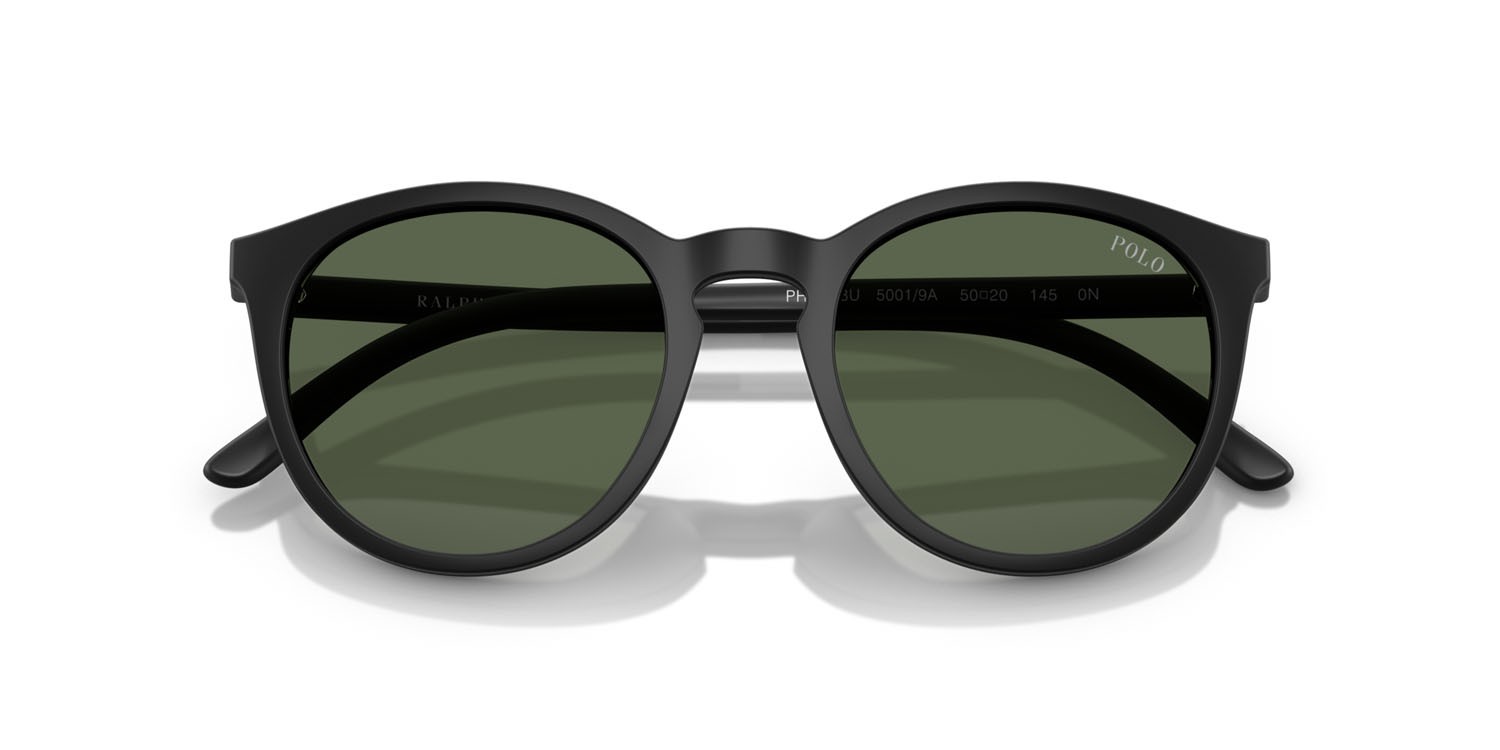 Sunglasses Polo PH 4183U (50019A) color nero opaco shape pantos lenses polar verde scuro