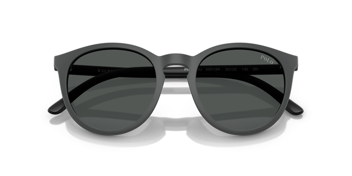 Sunglasses Polo PH 4183U (50019A) color nero opaco shape pantos lenses polar verde scuro