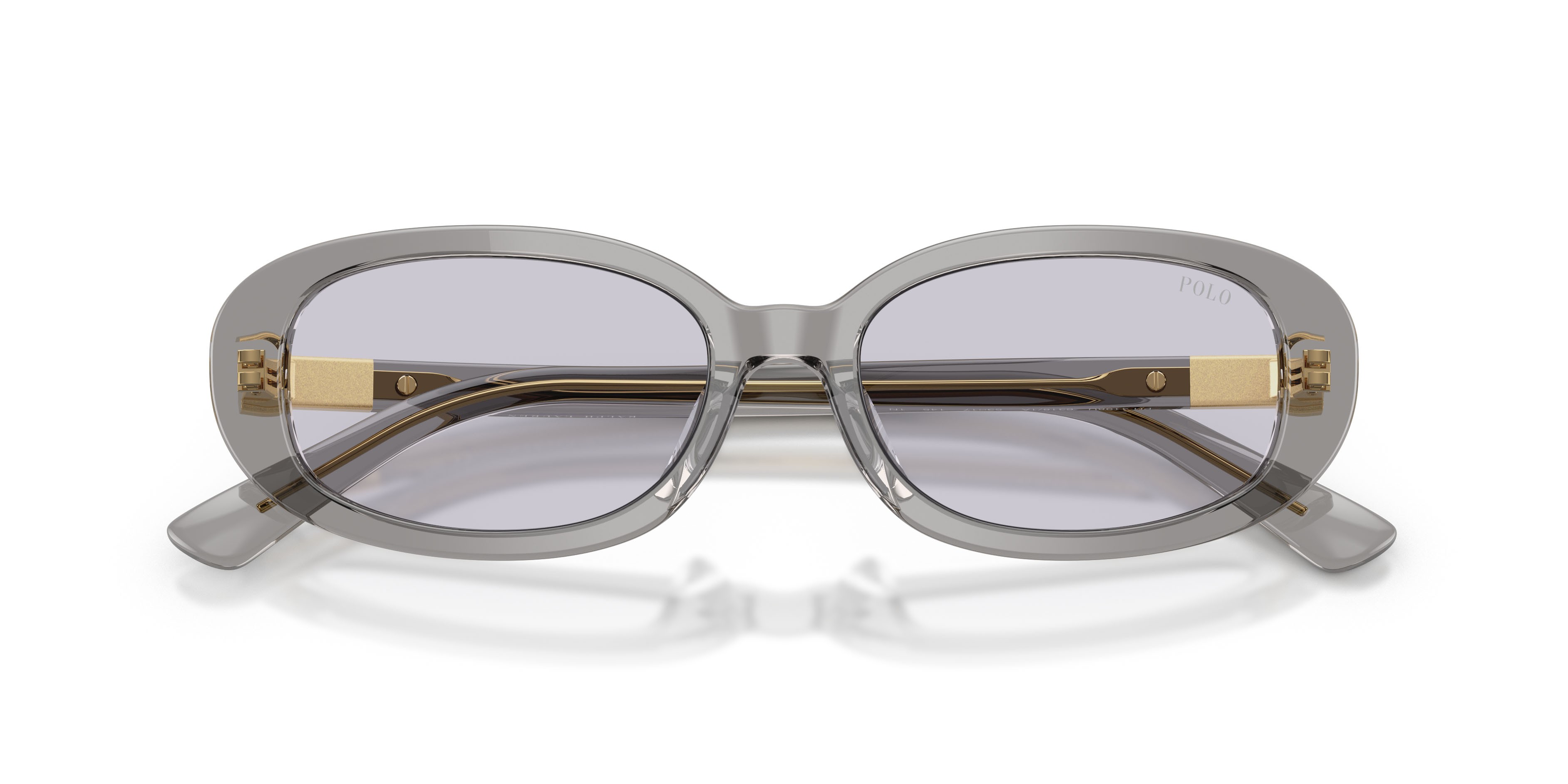 Occhiali da sole Polo PH 4198U (63181A) colore grigio scuro brillante trasparente forma ovale lenti lilla