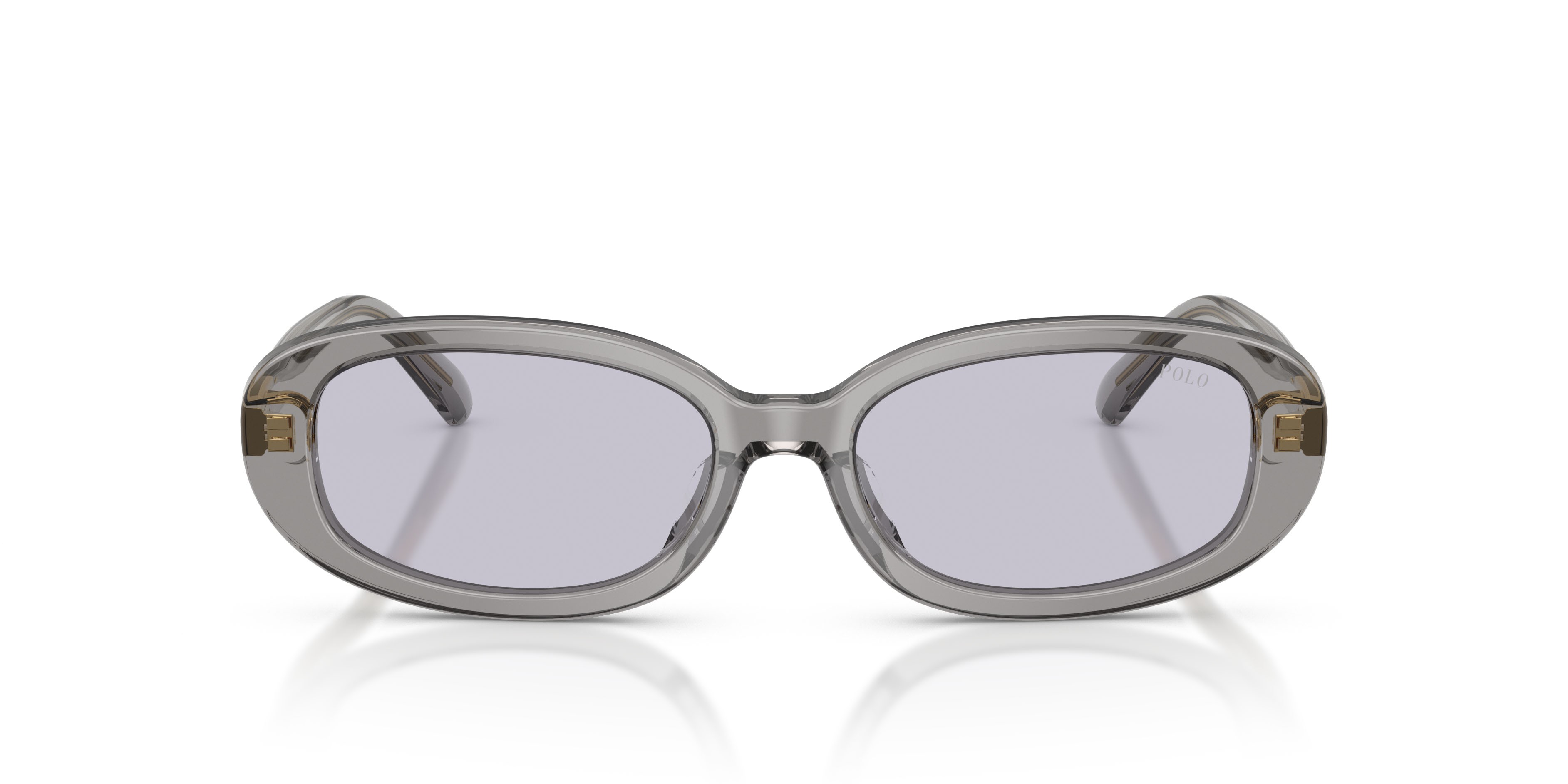 Occhiali da sole Polo PH 4198U (63181A) colore grigio scuro brillante trasparente forma ovale lenti lilla