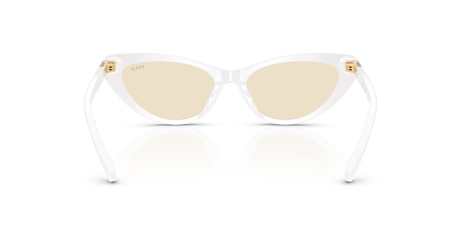 Occhiali da sole Polo PH 4199U (5544/8) colore bianco lucido forma cat eye lenti giallo chiaro