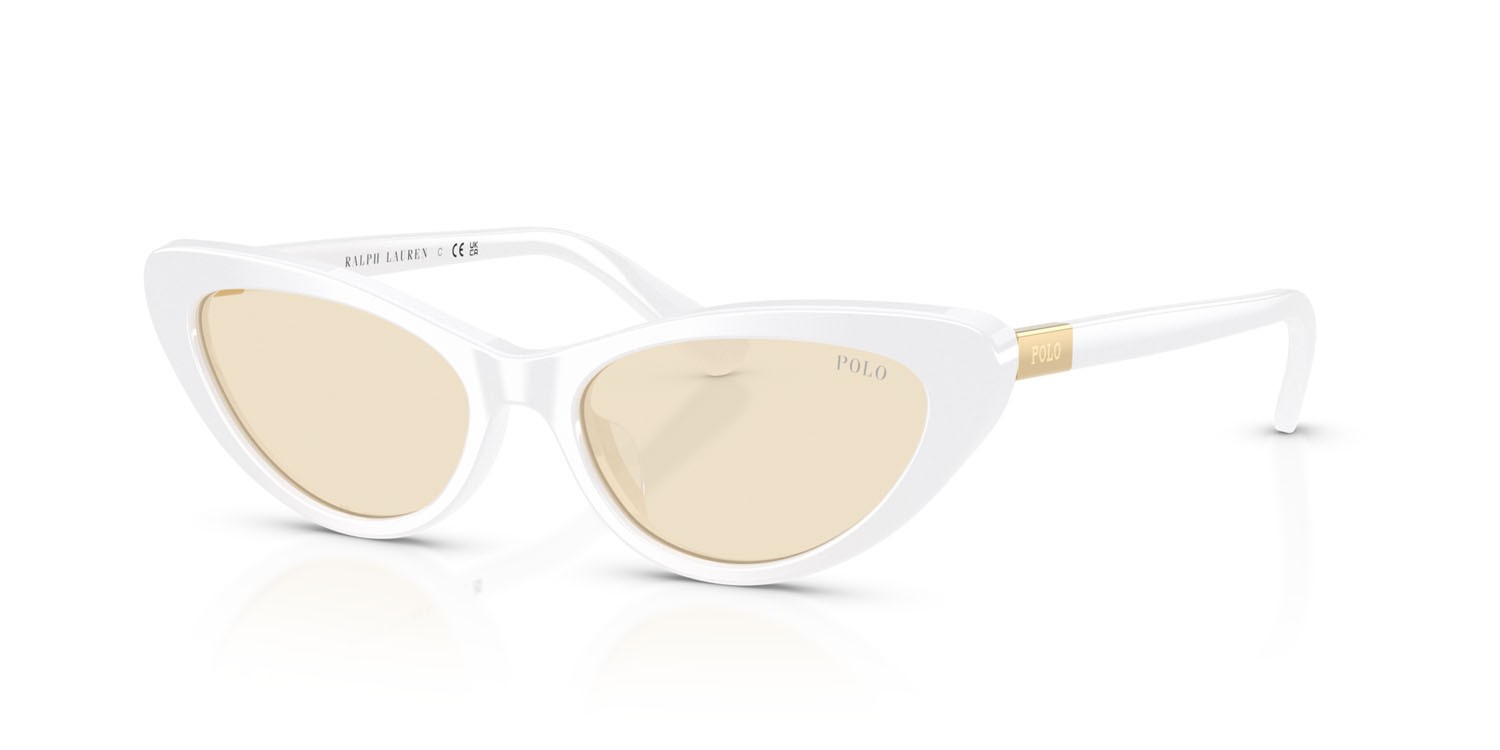 Occhiali da sole Polo PH 4199U (5544/8) colore bianco lucido forma cat eye lenti giallo chiaro