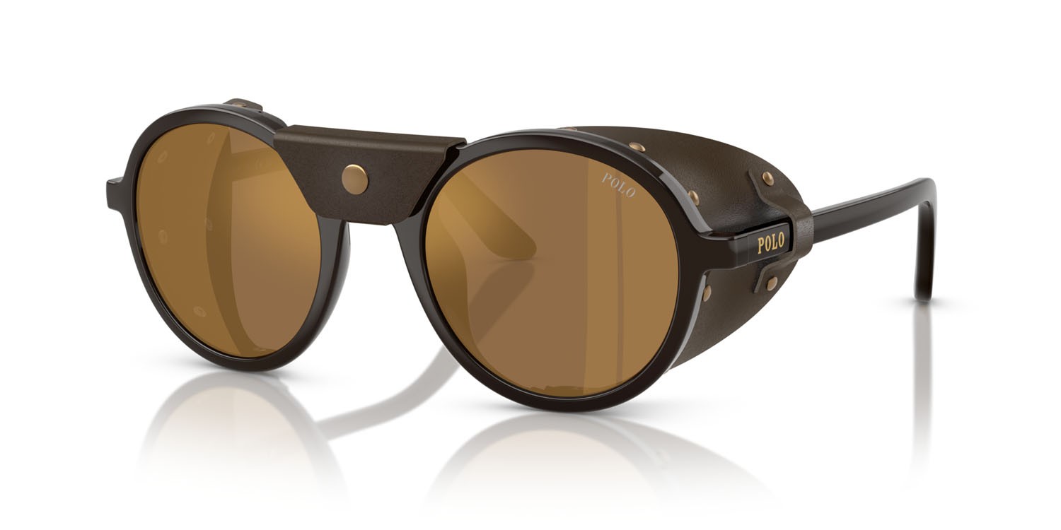 Sonnenbrillen Polo PH 4216QU (6219F9) farbe marrone scuro brillante form rund gläser marrone specchiato bronzo