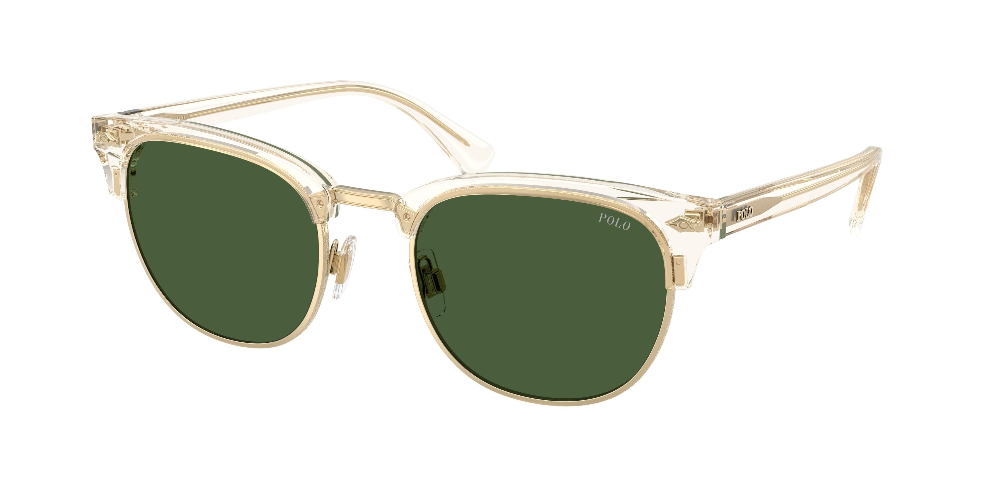Sunglasses Polo PH 4217 (635771) color giallo chiaro brillante trasparente shape round lenses verde scuro