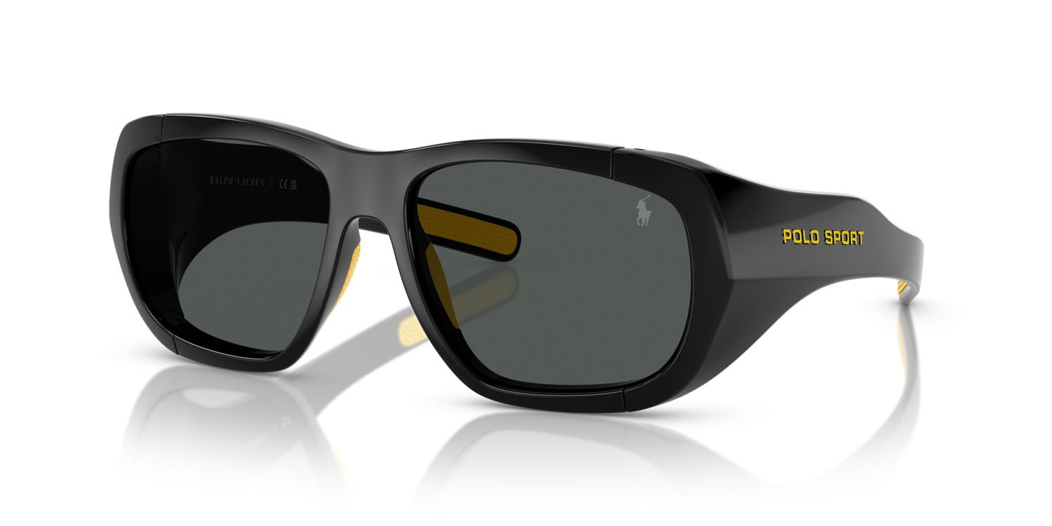 Occhiali da sole Polo PH 4219U (500187) colore nero lucido forma irregolare lenti grigio scuro