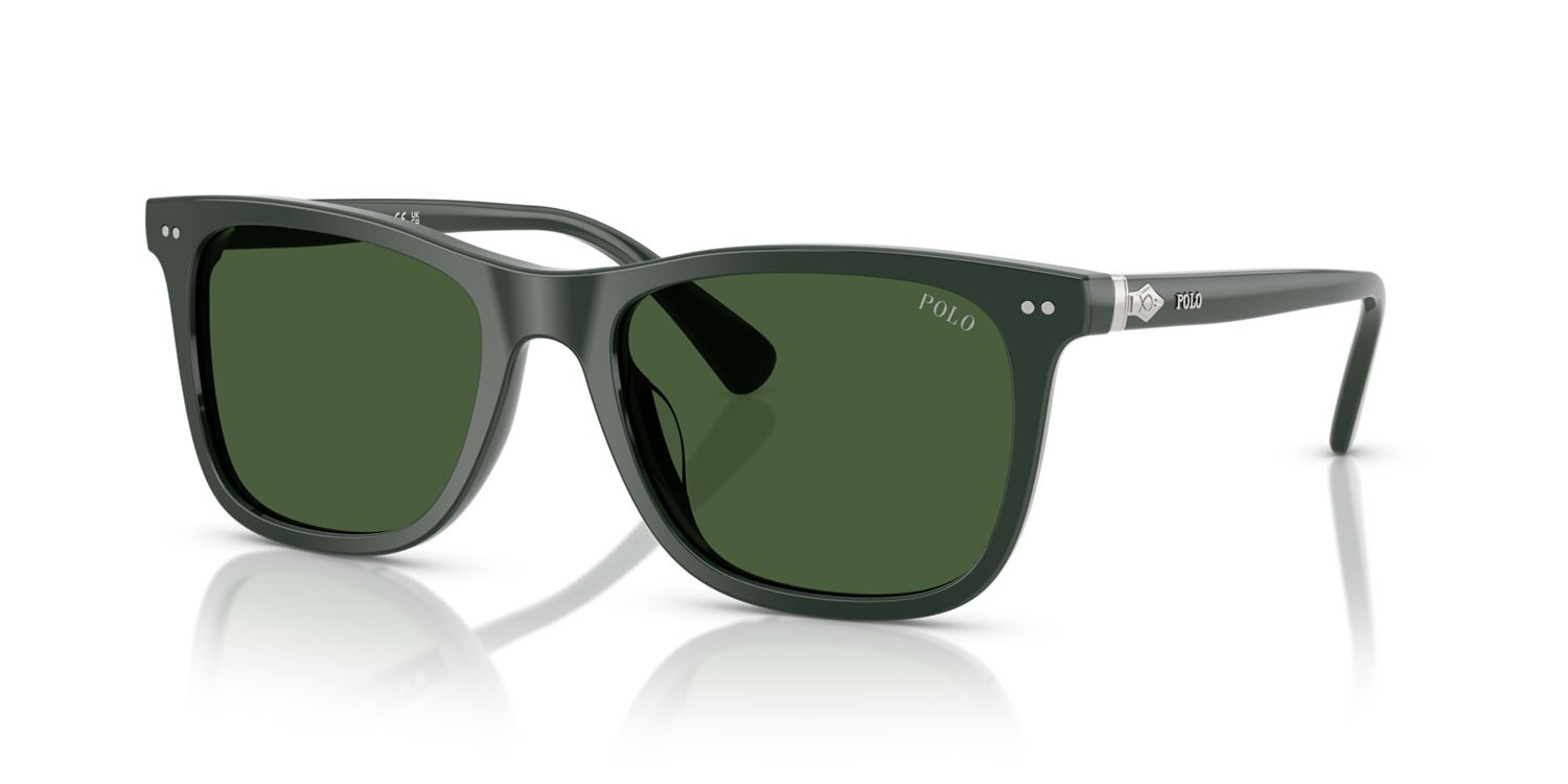 Sunglasses Polo PH 4220U (614071) color verde scuro lucido shape square lenses verde bottiglia
