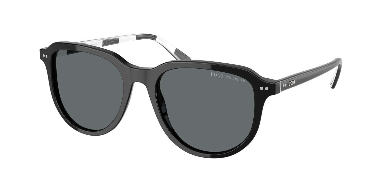 Sunglasses Polo PH 4225 (500181) color nero lucido shape aviator lenses polar grigio scuro