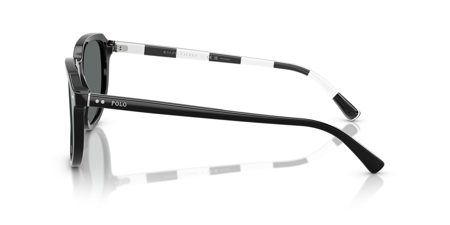 Sunglasses Polo PH 4225 (500181) color nero lucido shape aviator lenses polar grigio scuro