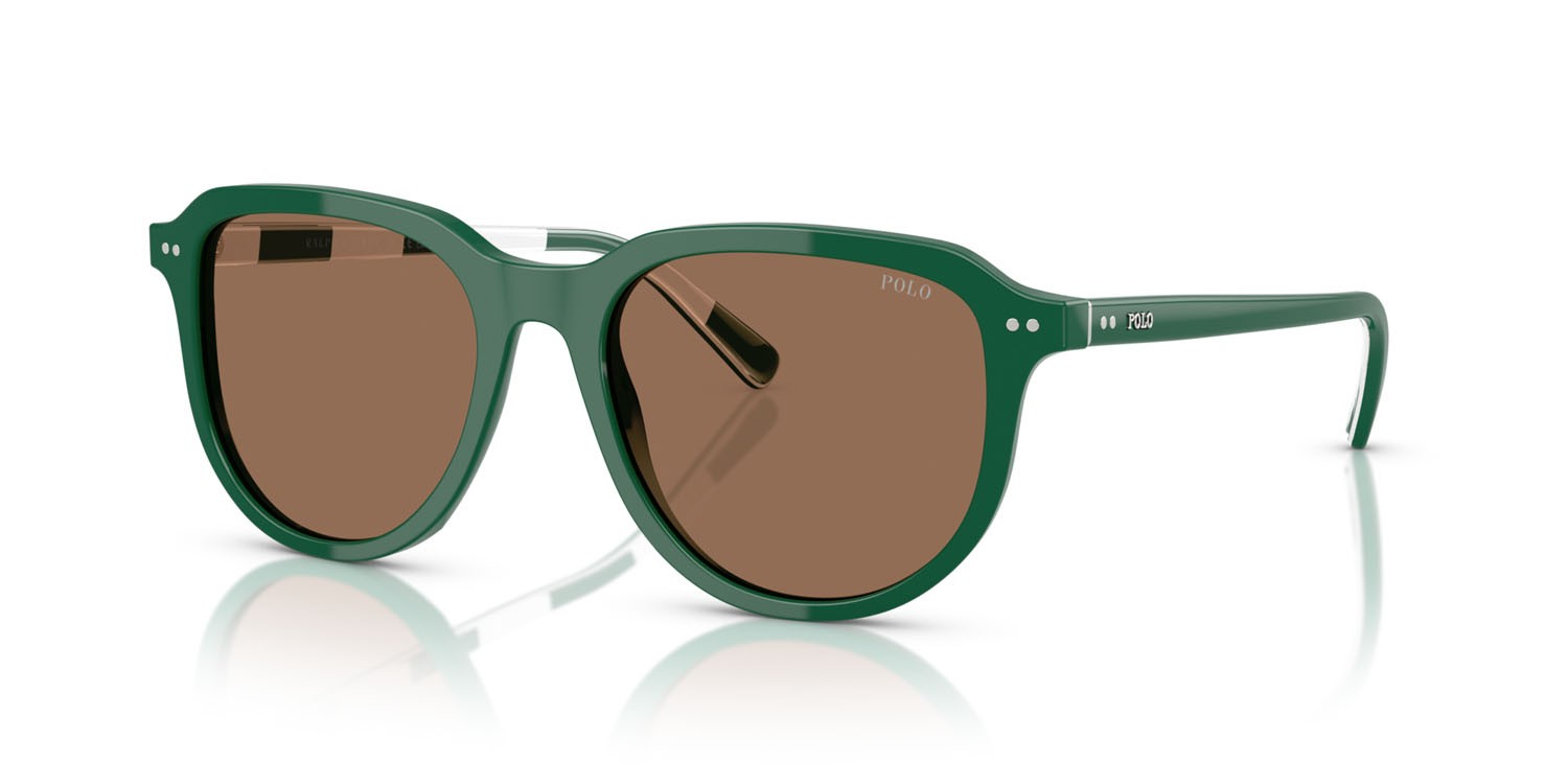 Occhiali da sole Polo PH 4225 (542173) colore verde scuro lucido forma aviator lenti marrone scuro