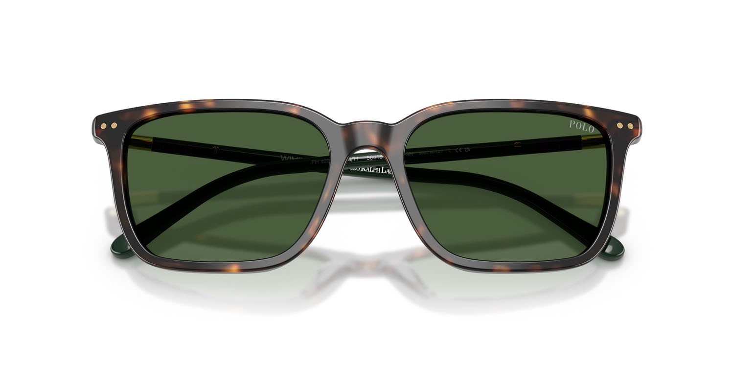 Occhiali da sole Polo PH 4226 (567371) colore havana scuro lucido forma quadrato lenti verde bottiglia