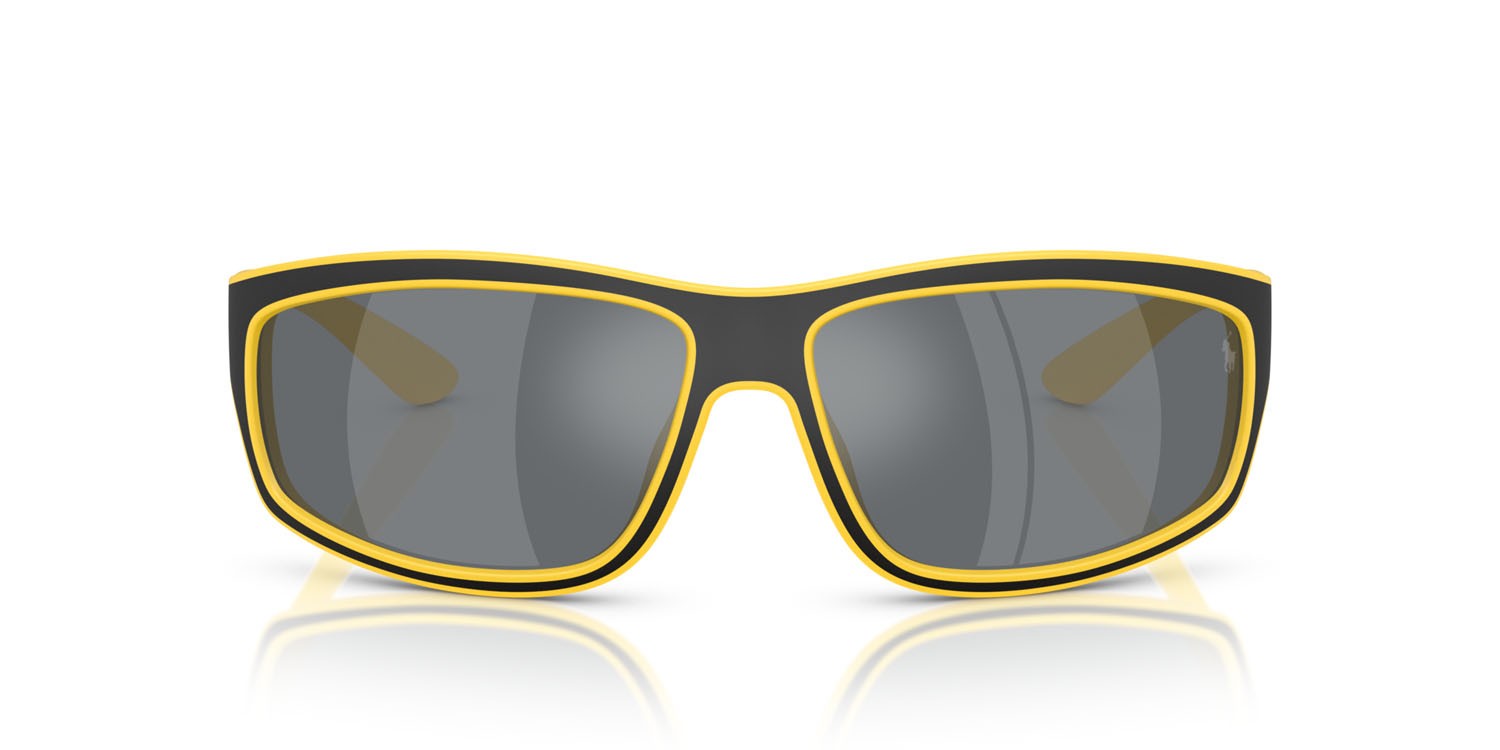 Occhiali da sole Polo PH 4227U (51076G) colore matte yellow/black forma rettangolare lenti grigio nero specchiato