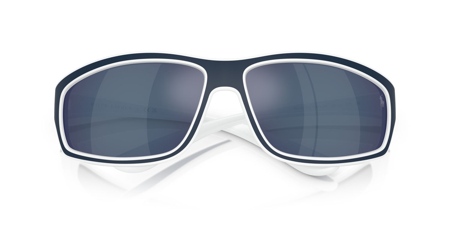 Occhiali da sole Polo PH 4227U (547155) colore bianco opaco/blu forma rettangolare lenti grigio blu specchiato
