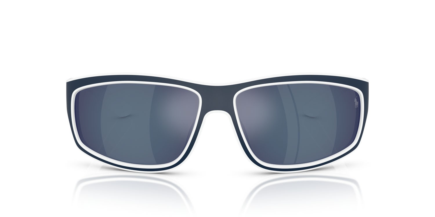 Occhiali da sole Polo PH 4227U (547155) colore bianco opaco/blu forma rettangolare lenti grigio blu specchiato