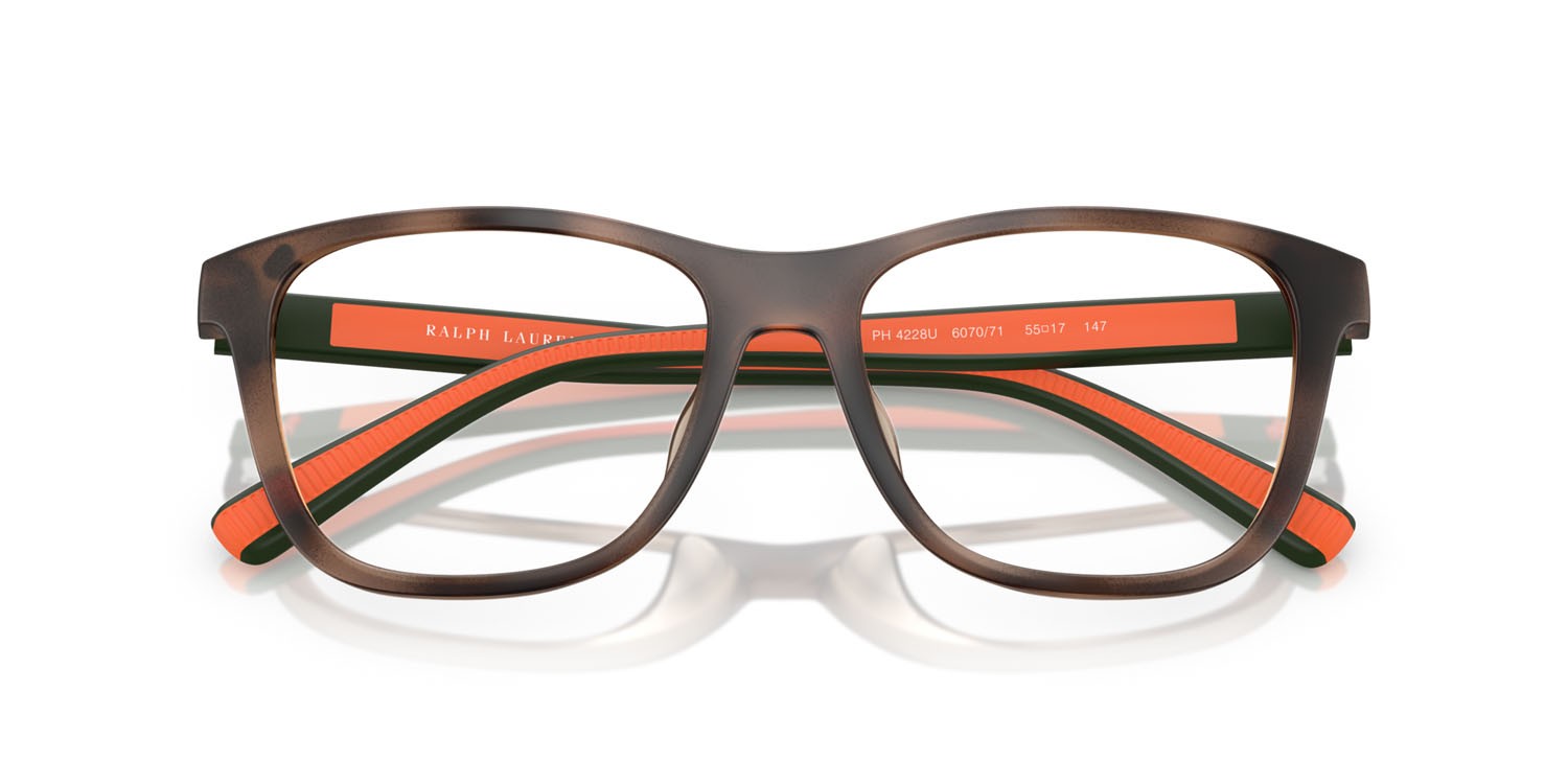 Occhiali da sole Polo PH 4228U (607071) colore havana scuro opaco forma quadrato lenti verde bottiglia