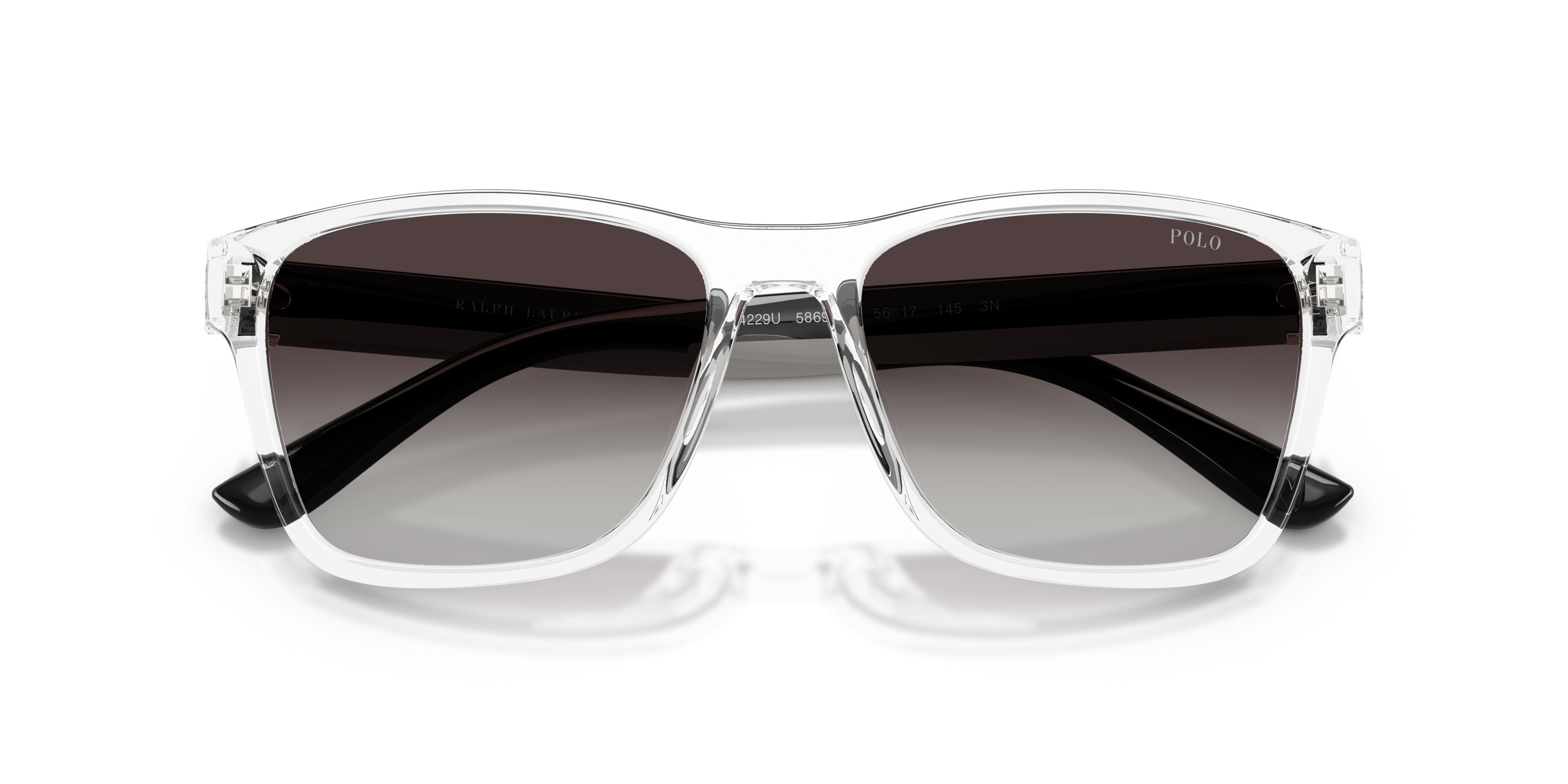 Occhiali da sole Polo PH 4229U (58698G) colore crystal brillante forma quadrato lenti sfumato grigio