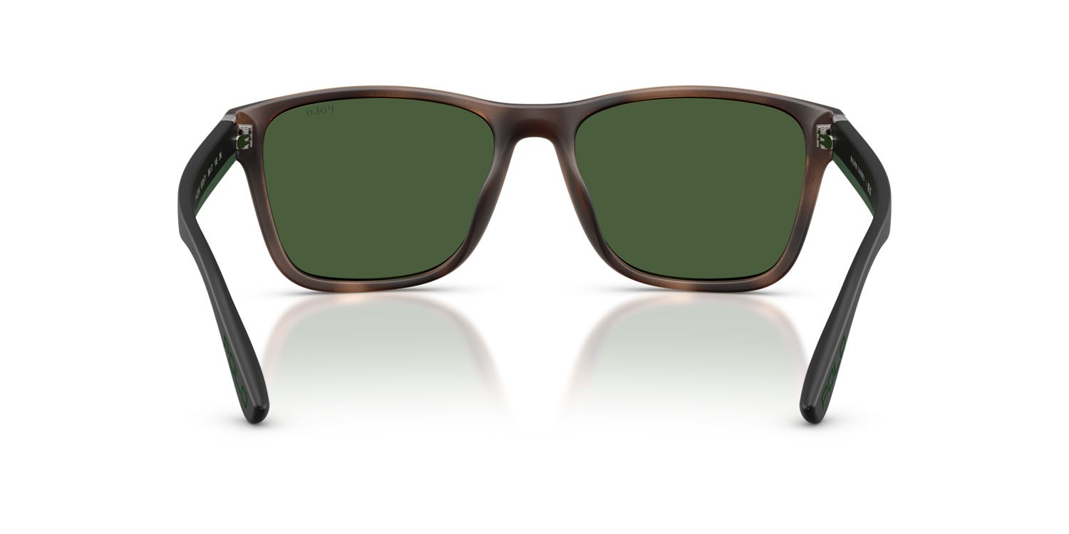 Occhiali da sole Polo PH 4229U (607071) colore havana scuro opaco forma quadrato lenti verde bottiglia
