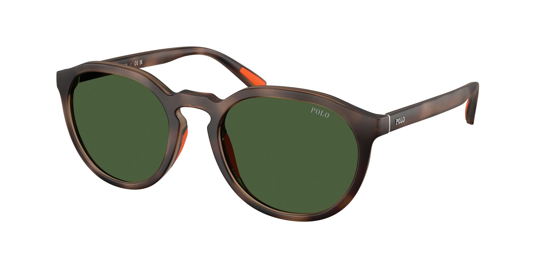 Occhiali da sole Polo PH 4232U (597471) colore havana scuro opaco forma rotondo lenti verde bottiglia