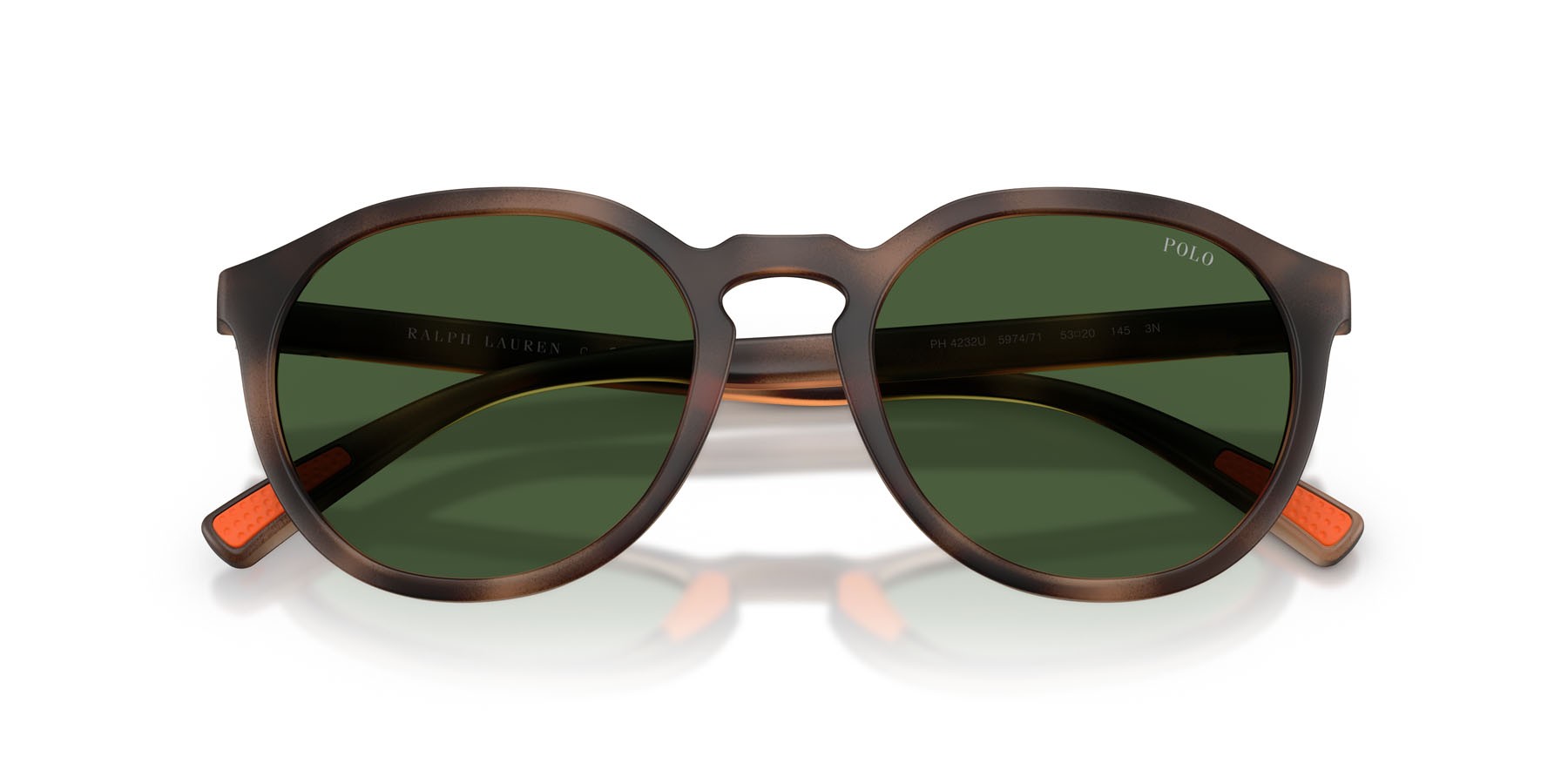Occhiali da sole Polo PH 4232U (597471) colore havana scuro opaco forma rotondo lenti verde bottiglia