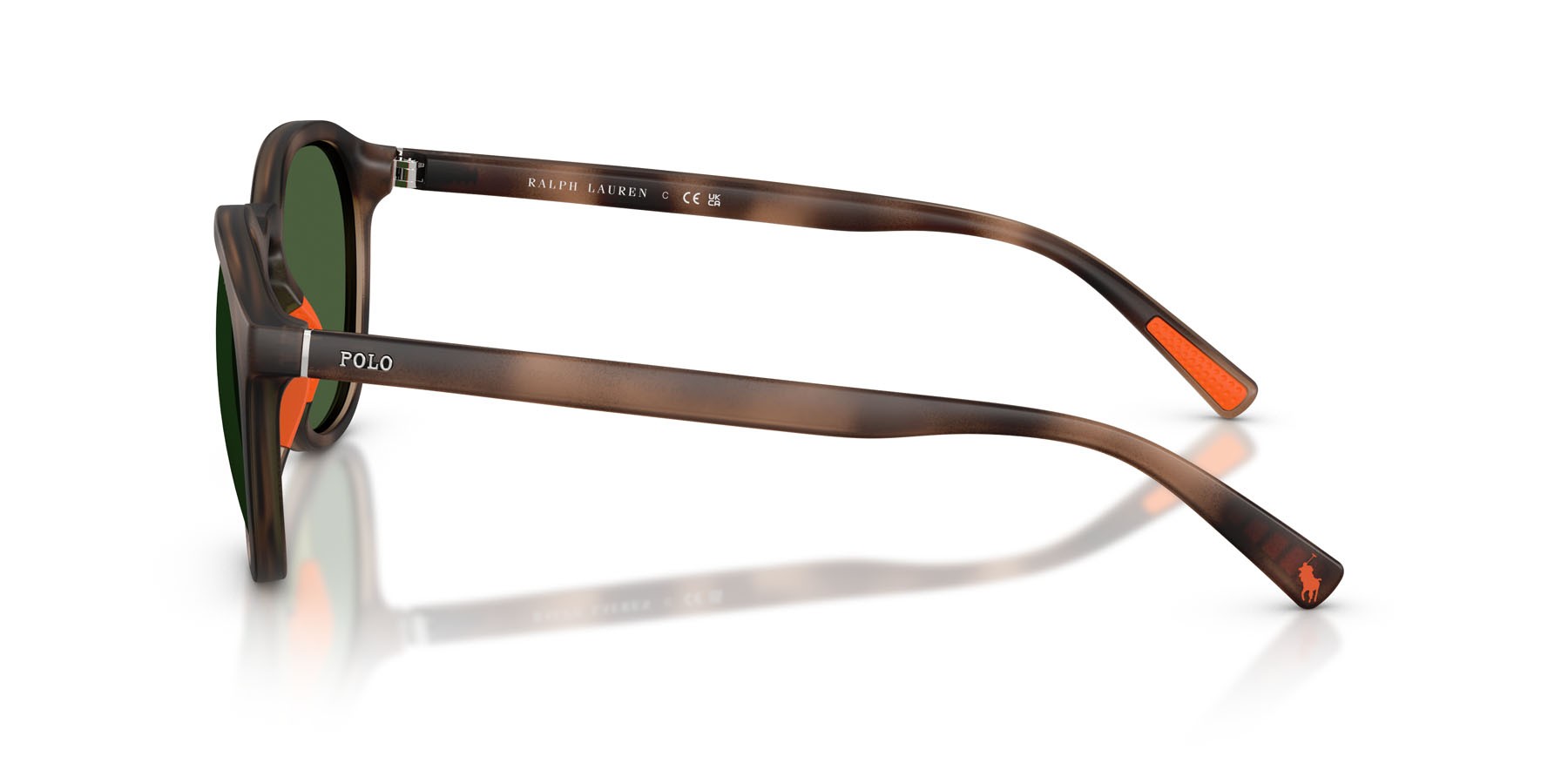 Occhiali da sole Polo PH 4232U (597471) colore havana scuro opaco forma rotondo lenti verde bottiglia