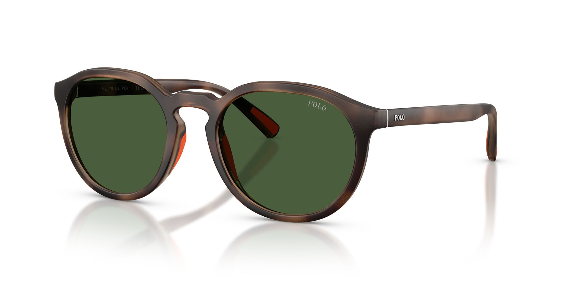 Occhiali da sole Polo PH 4232U (597471) colore havana scuro opaco forma rotondo lenti verde bottiglia