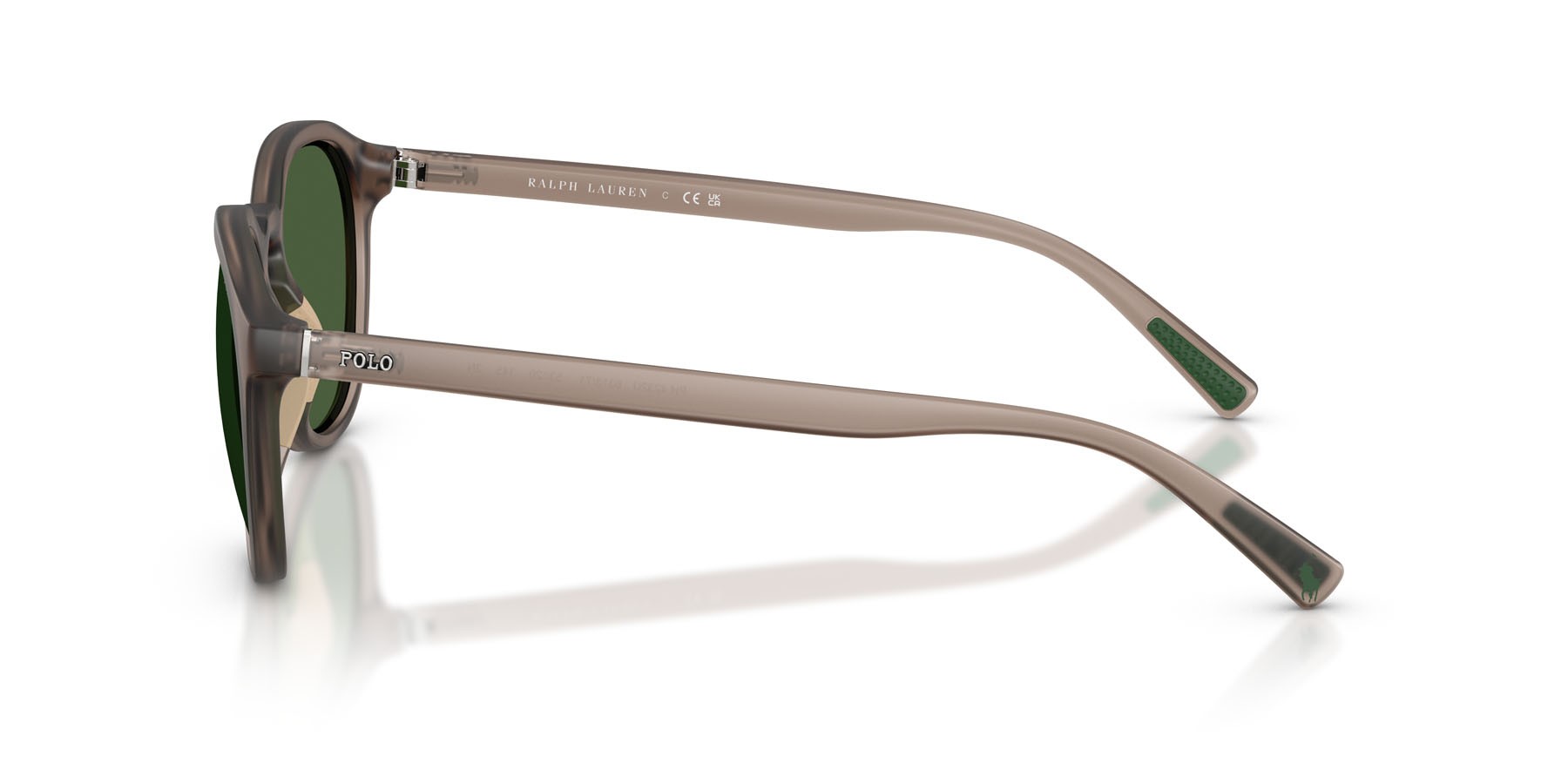 Occhiali da sole Polo PH 4232U (631371) colore marrone opaco trasparente forma rotondo lenti verde bottiglia