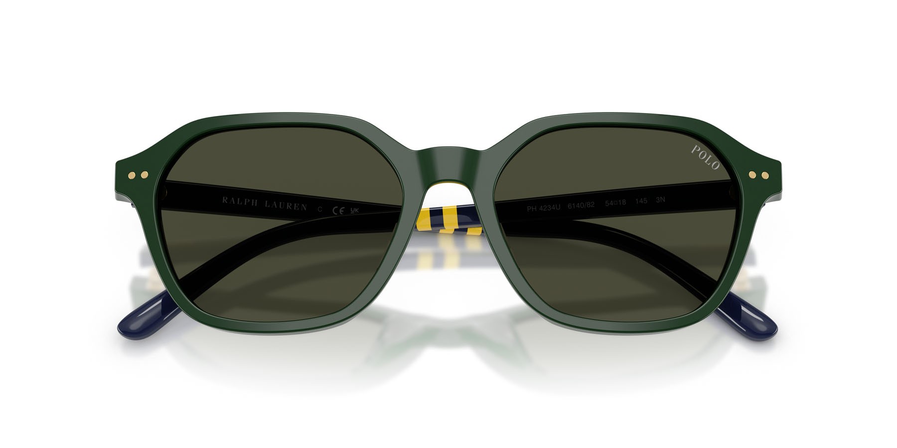 Occhiali da sole Polo PH 4234U (614082) colore verde lucido forma irregolare lenti marrone