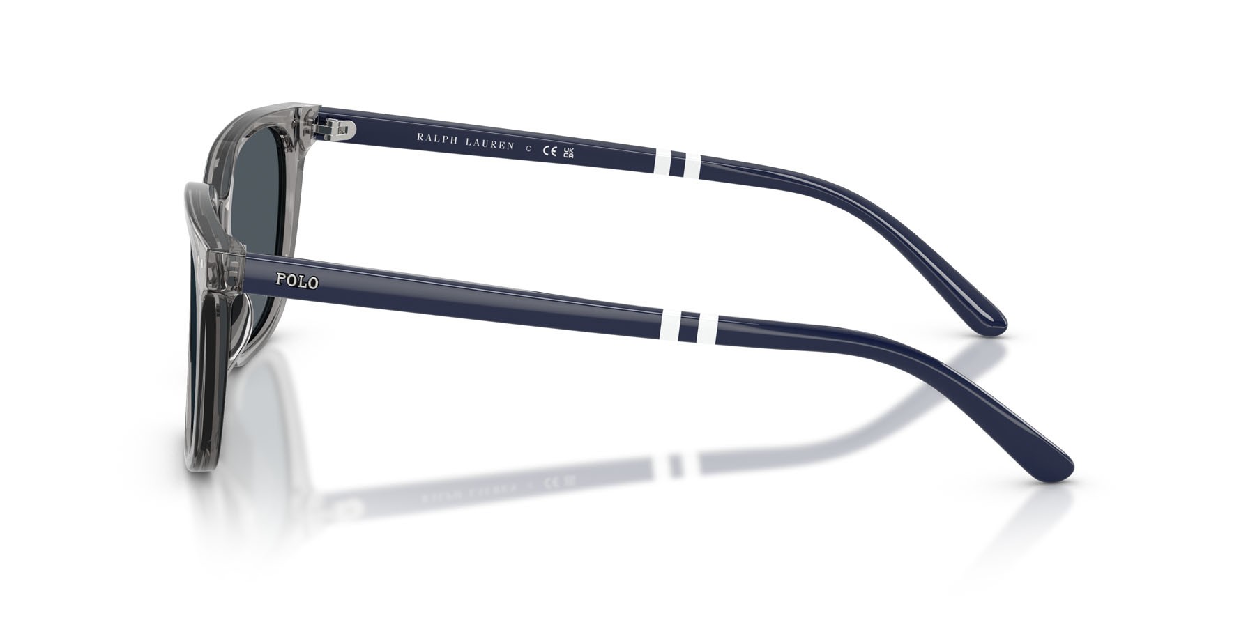 Occhiali da sole Polo PH 4235U (631887) colore grigio trasparente lucido forma quadrato lenti verde bottiglia