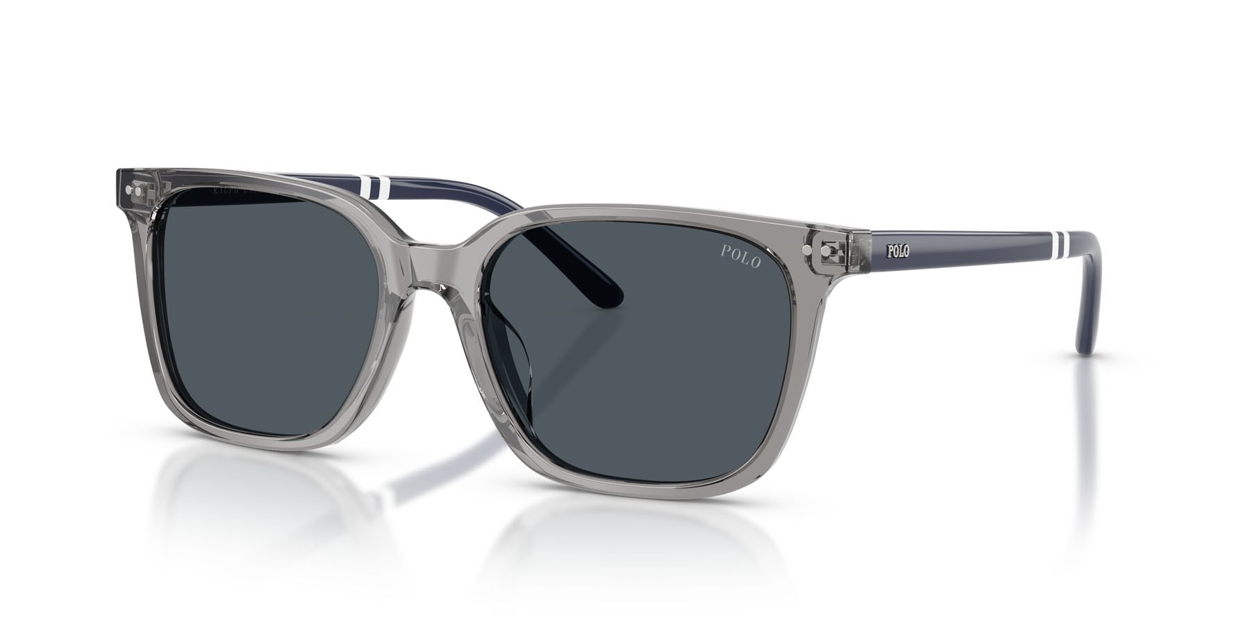 Occhiali da sole Polo PH 4235U (631887) colore grigio trasparente lucido forma quadrato lenti verde bottiglia