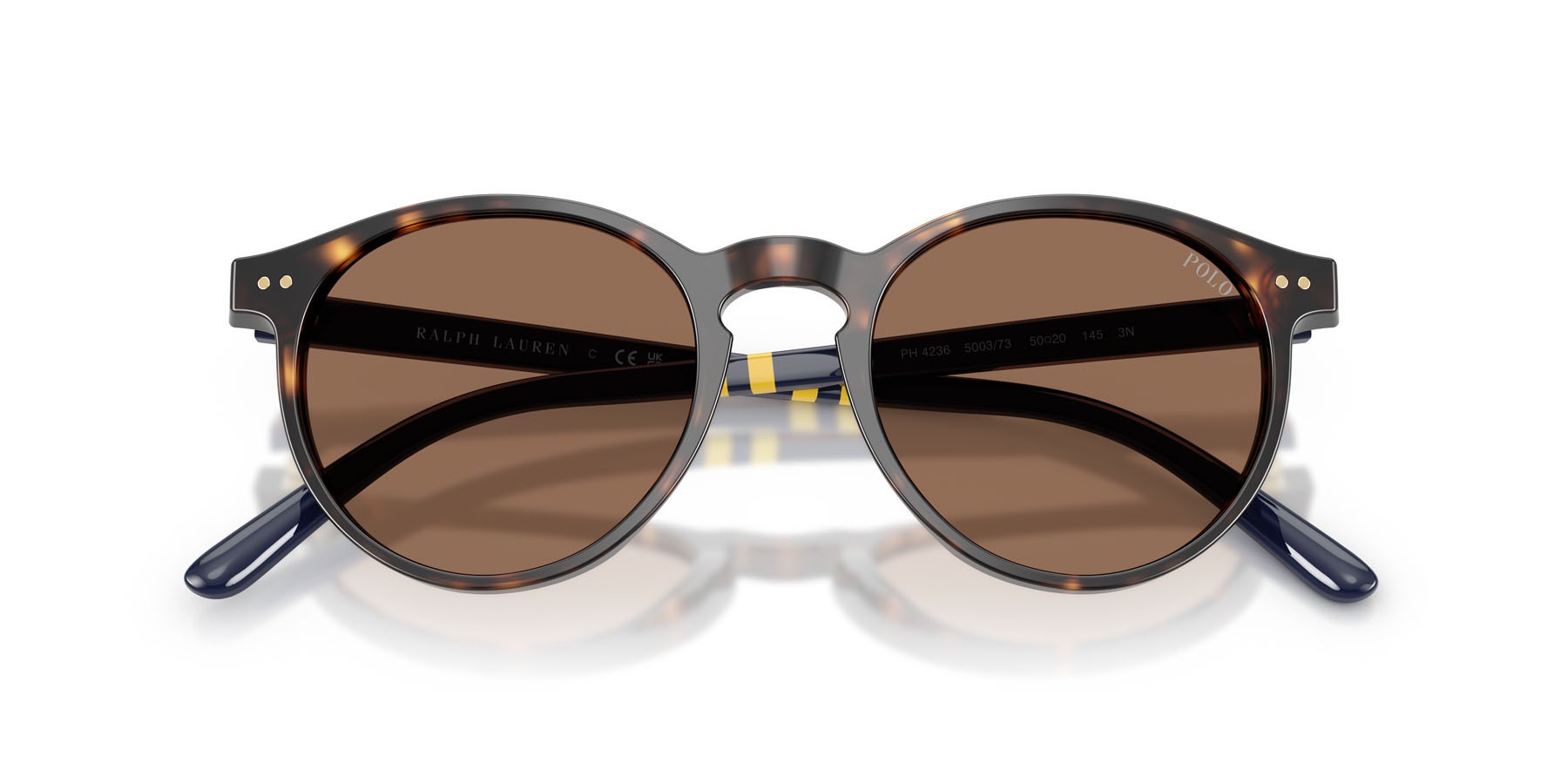 Occhiali da sole Polo PH 4236 (500373) colore havana scuro lucido forma rotondo lenti marrone
