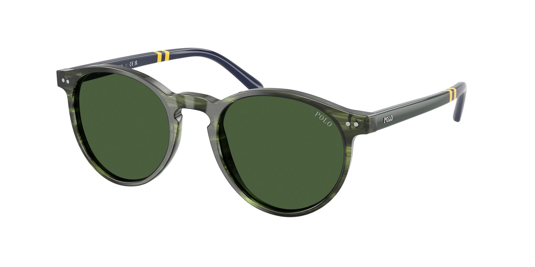 Occhiali da sole Polo PH 4236 (631671) colore havana verde striato forma rotondo lenti verde bottiglia