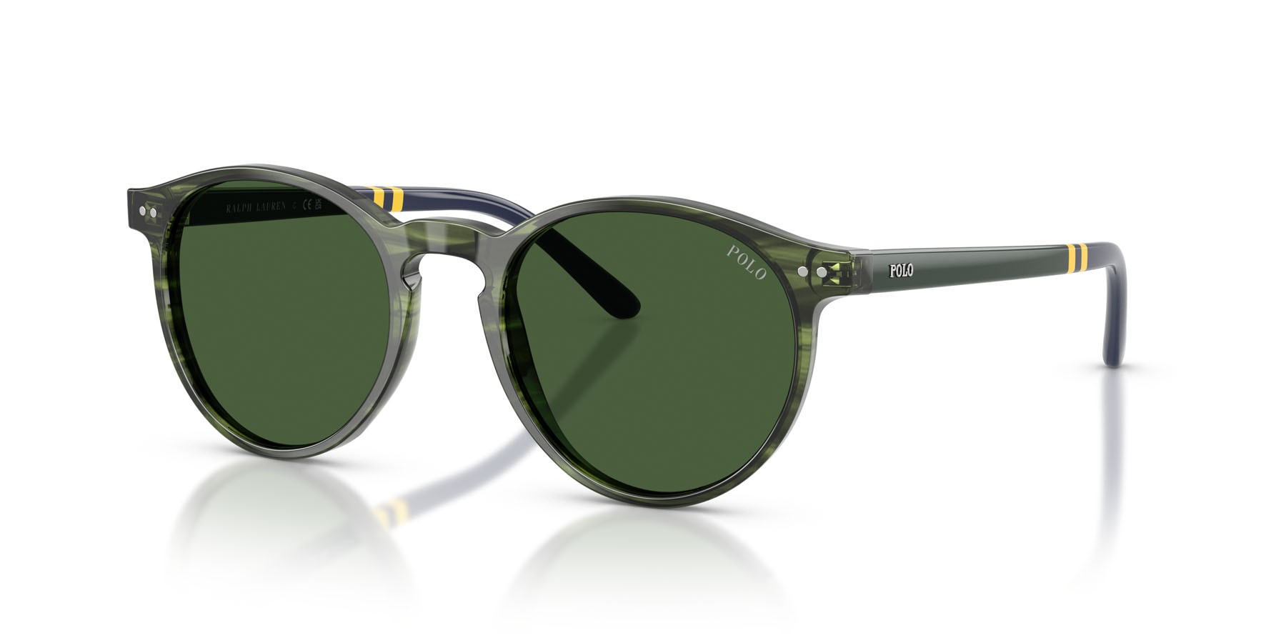 Occhiali da sole Polo PH 4236 (631671) colore havana verde striato forma rotondo lenti verde bottiglia