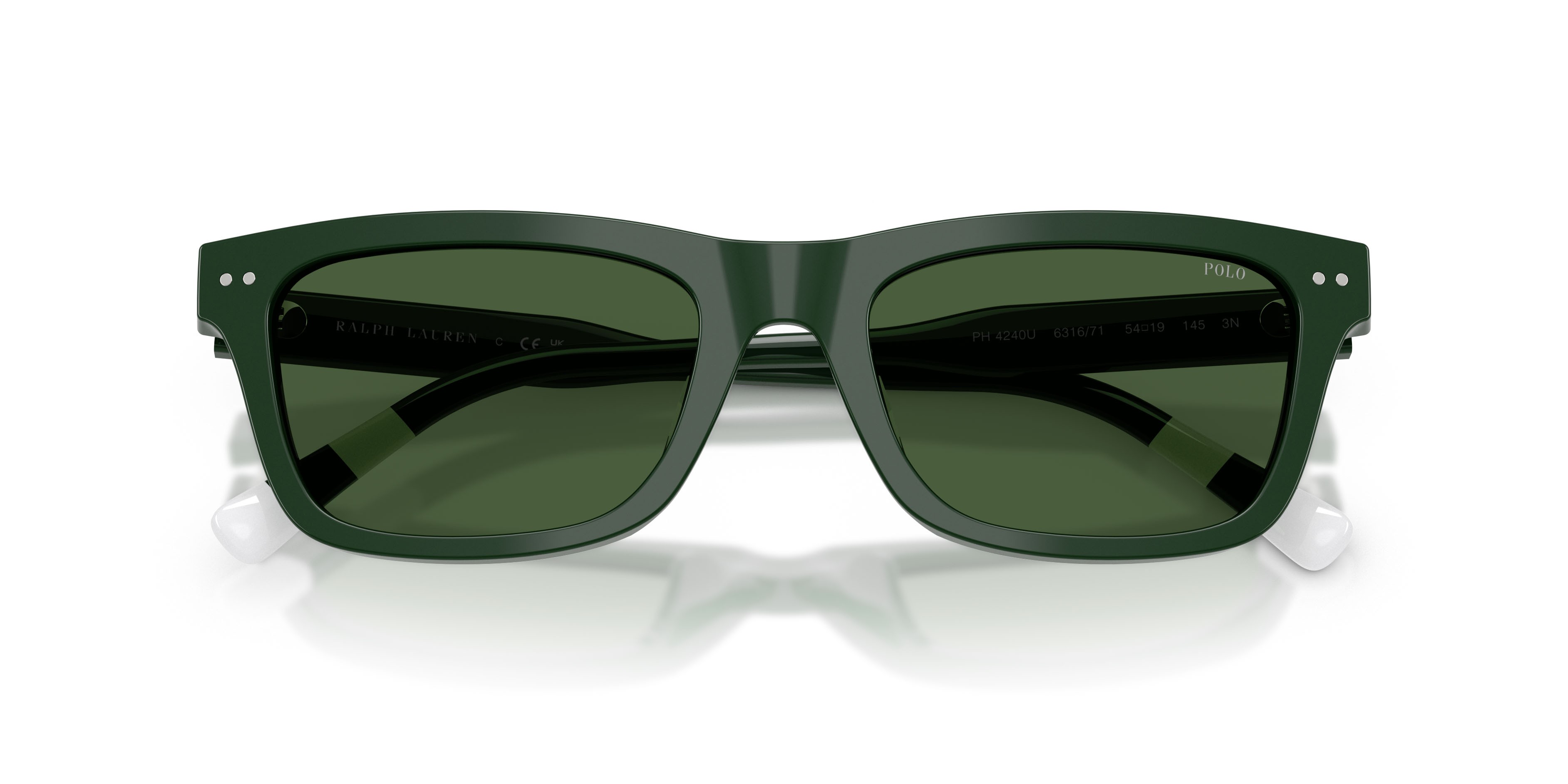 Occhiali da sole Polo PH 4240U (631671) colore verde lucido forma quadrato lenti verde scuro