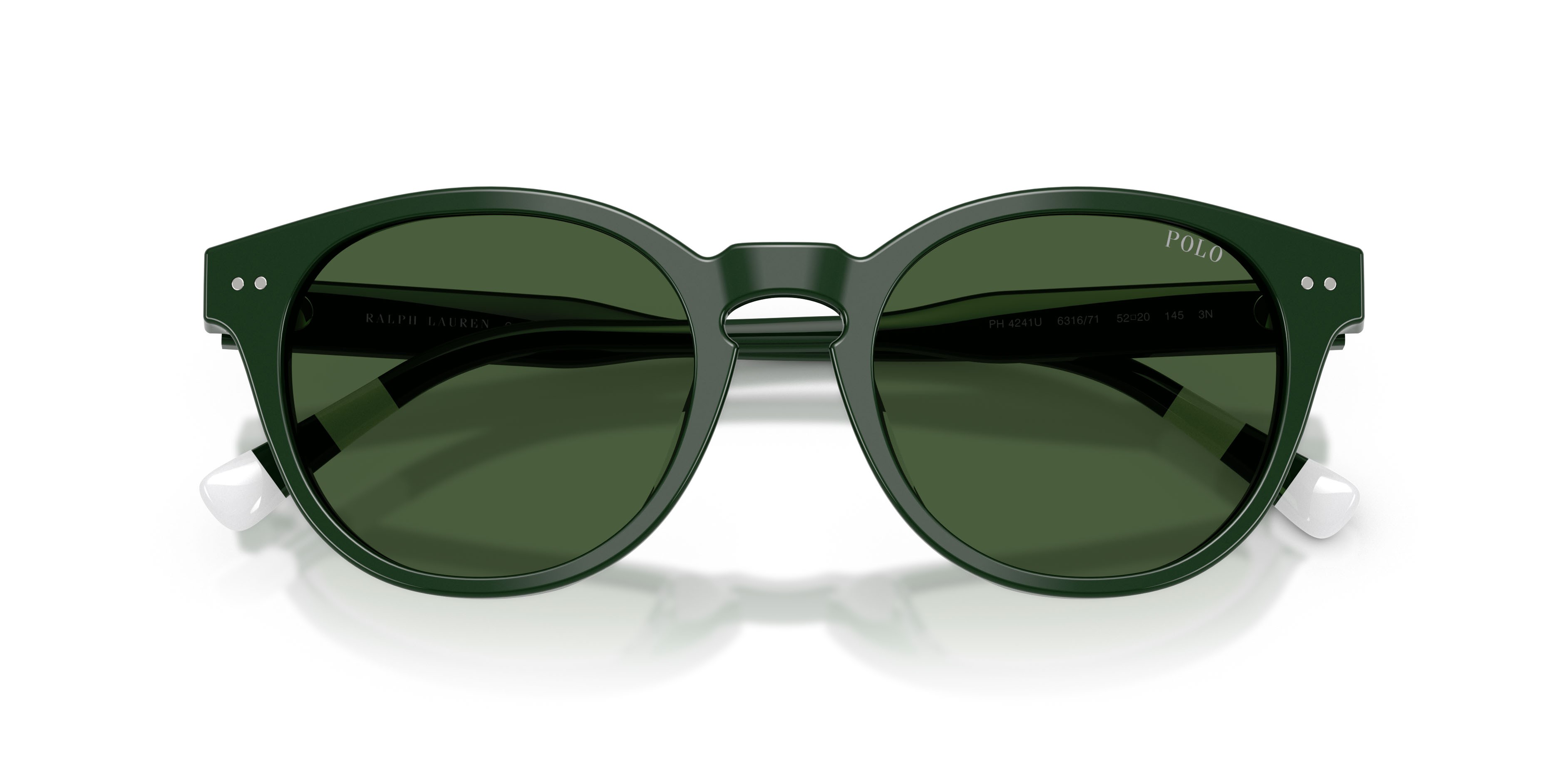 Occhiali da sole Polo PH 4241U (631671) colore verde lucido forma rotondo lenti verde scuro