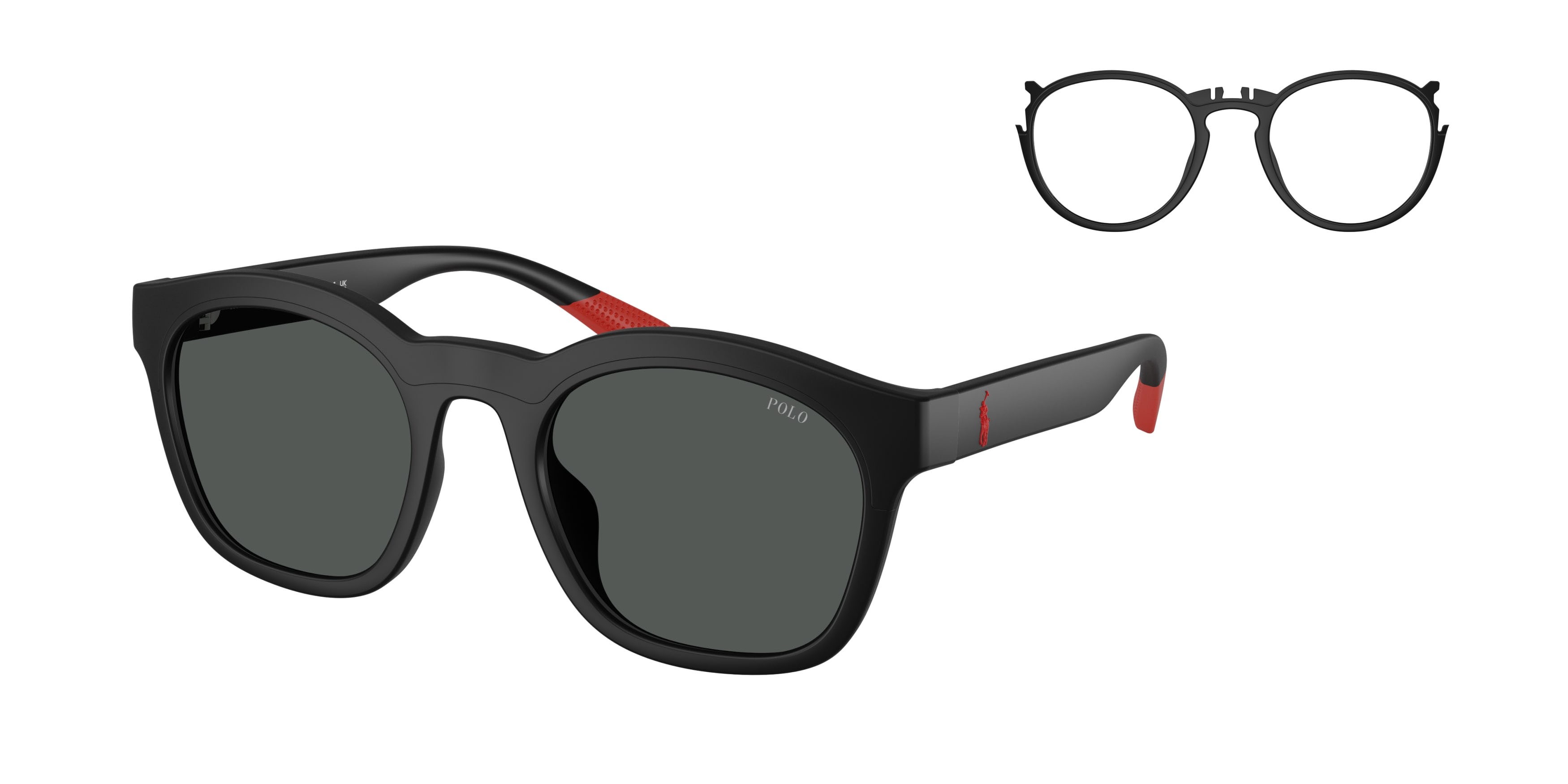 Occhiali da sole Polo PH 4243U (553487) colore nero opaco forma quadrato lenti grigio scuro