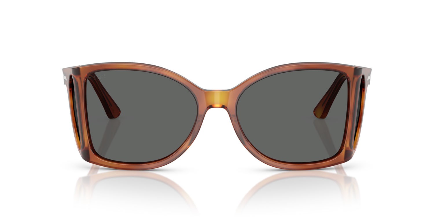 Occhiali da sole Persol PO 0005 (96/B1) colore terra di siena forma quadrato lenti grigio scuro