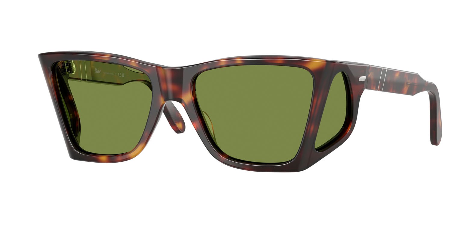 Occhiali da sole Persol PO 0009 (24/4E) colore havana forma rettangolare lenti verde