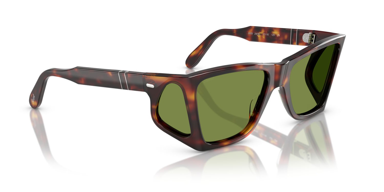 Occhiali da sole Persol PO 0009 (24/4E) colore havana forma rettangolare lenti verde