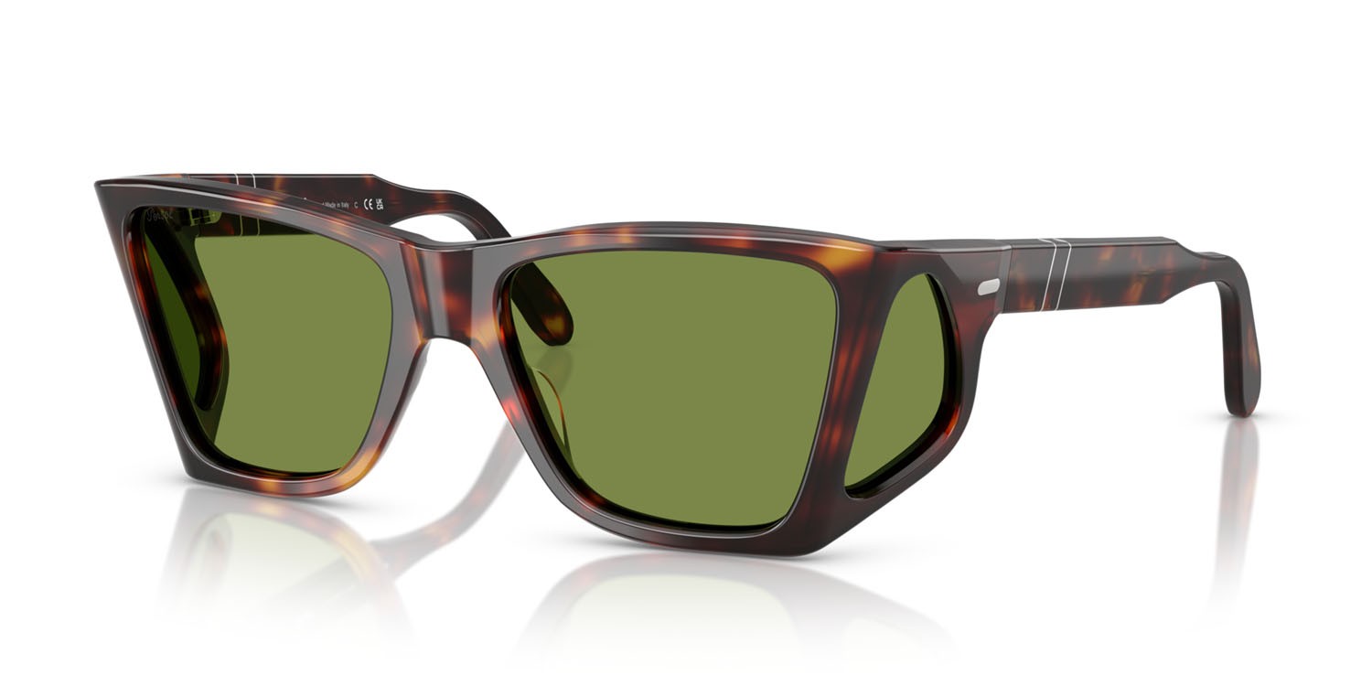 Occhiali da sole Persol PO 0009 (24/4E) colore havana forma rettangolare lenti verde