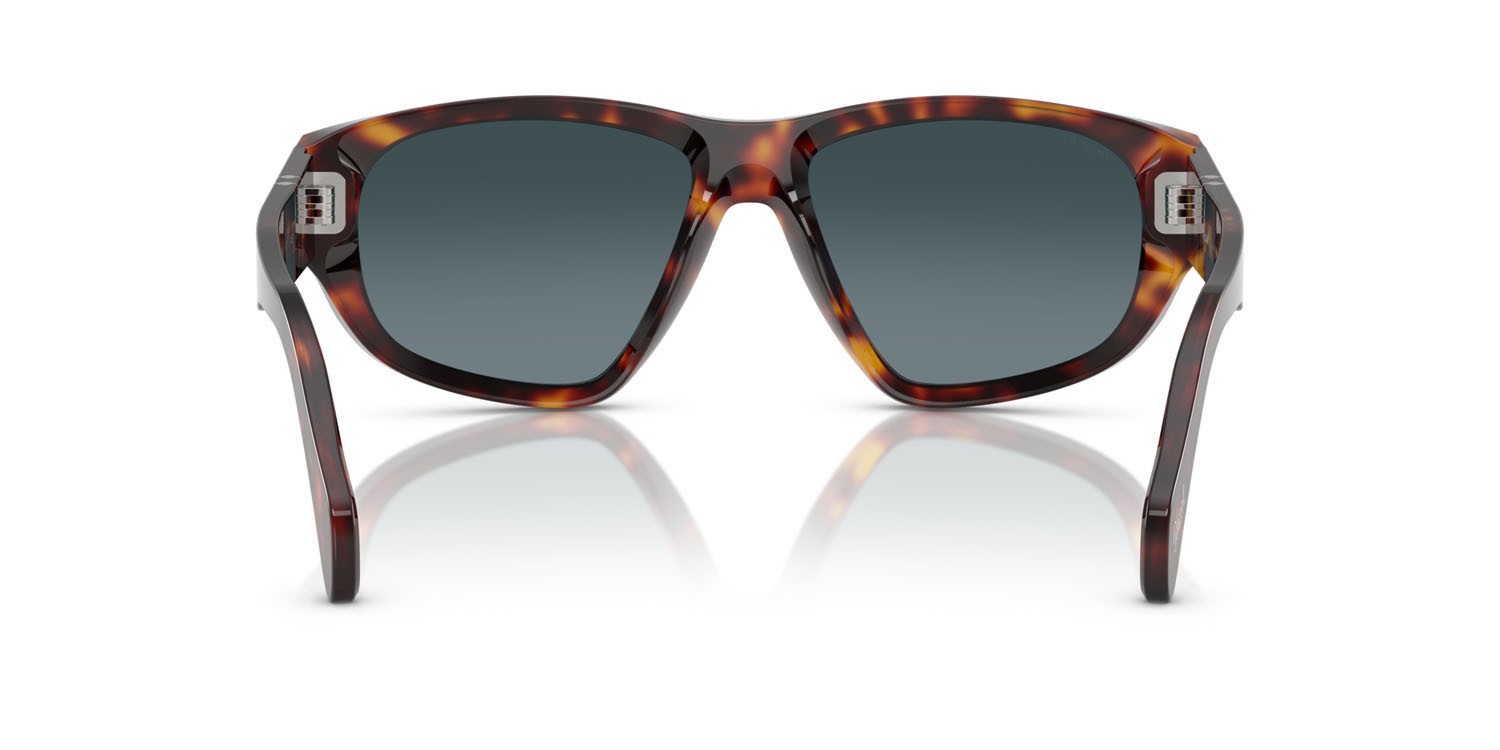 Occhiali da sole Persol PO 0050S (24/S3) colore havana forma irregolare lenti celeste sfumato blu scuro