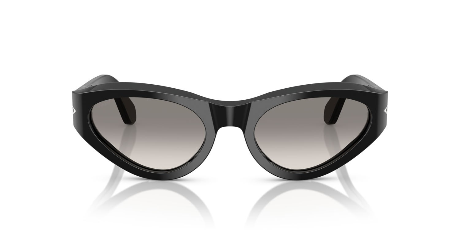 Occhiali da sole Persol PO 0052S (95/32) colore nero forma farfalla lenti trasparente sfumato grigio
