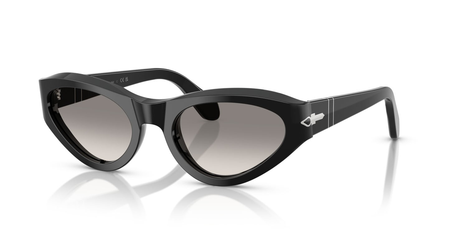 Occhiali da sole Persol PO 0052S (95/32) colore nero forma farfalla lenti trasparente sfumato grigio