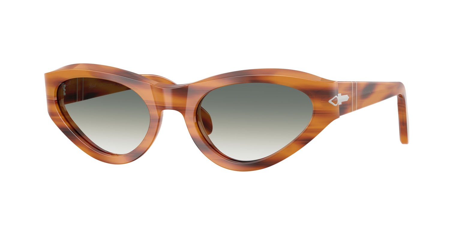 Sunglasses Persol PO 0052S (960/3A) color striato marrone shape butterfly lenses trasparente sfumato verde