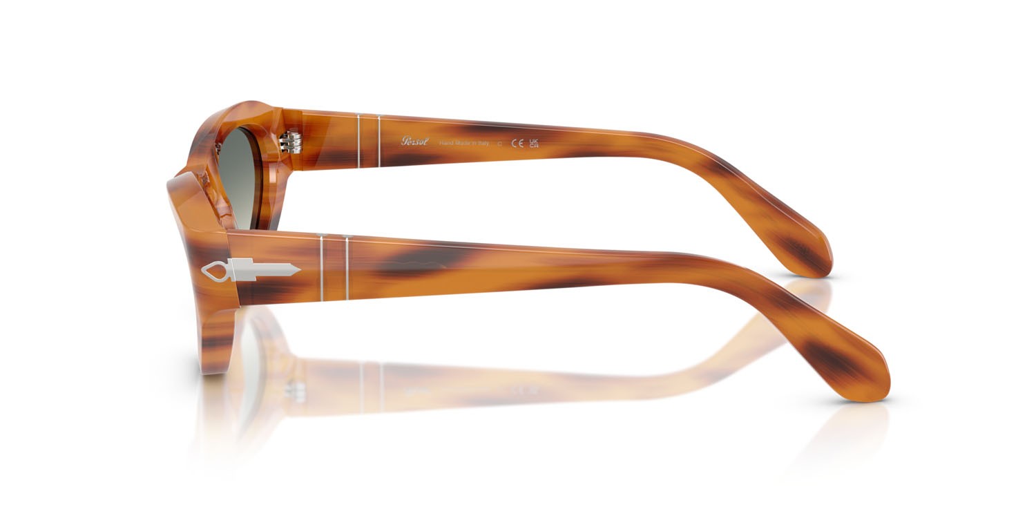 Sunglasses Persol PO 0052S (960/3A) color striato marrone shape butterfly lenses trasparente sfumato verde