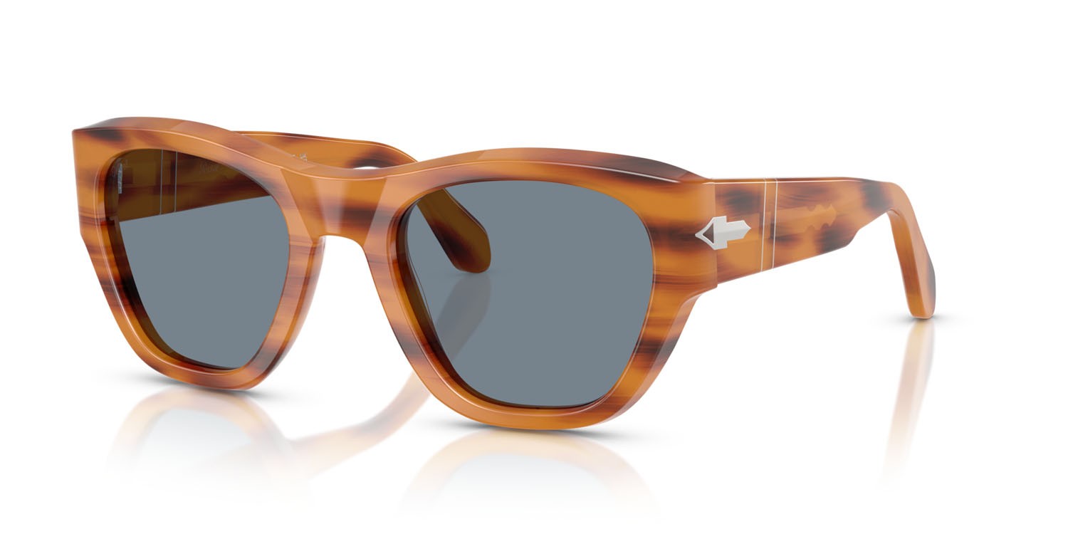Occhiali da sole Persol PO 0054S (960/56) colore striato marrone forma quadrato lenti azzurro