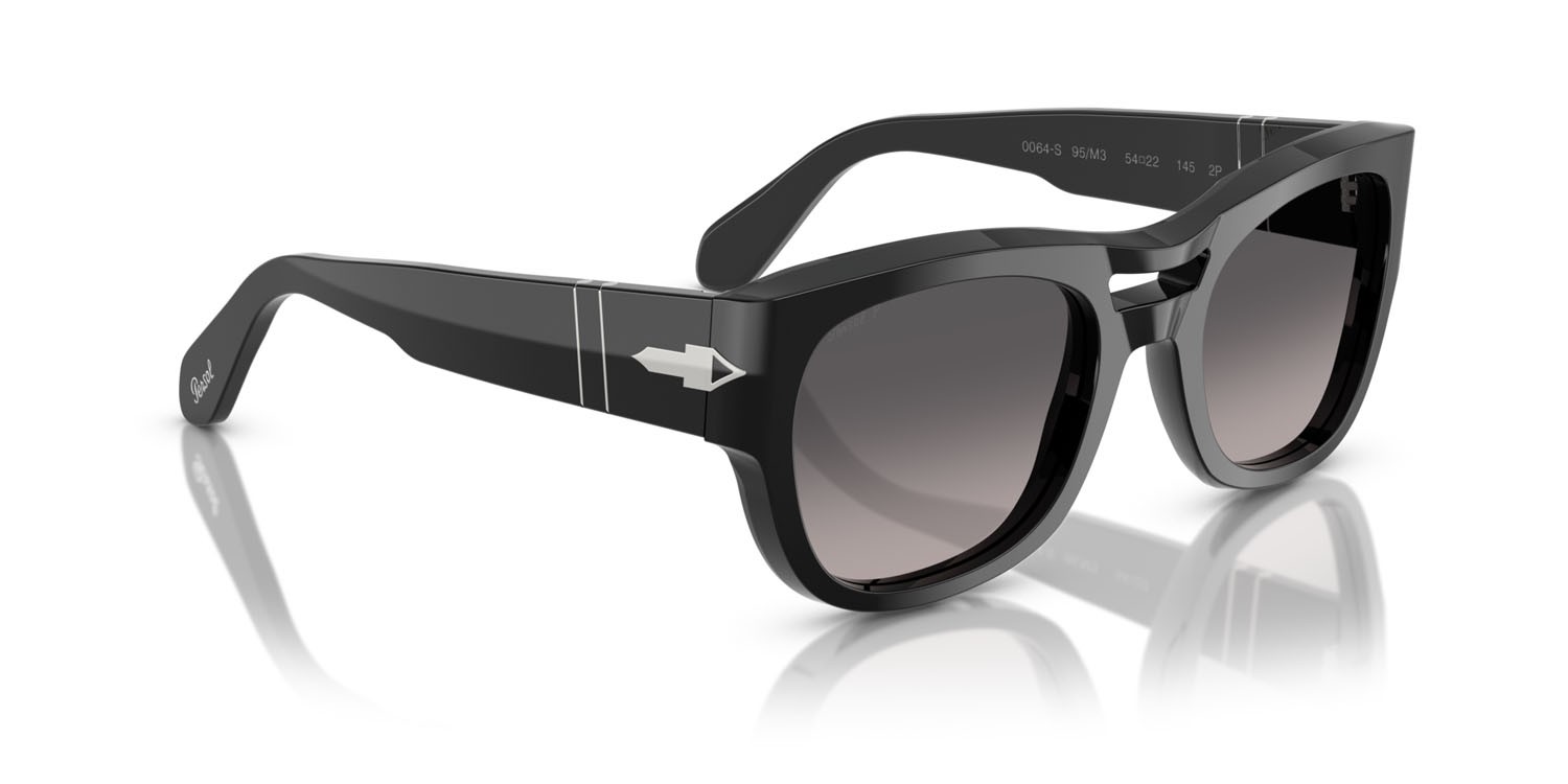 Sunglasses Persol PO 0064S (95/M3) color nero shape square lenses grigio chiaro sfumato grigio scuro