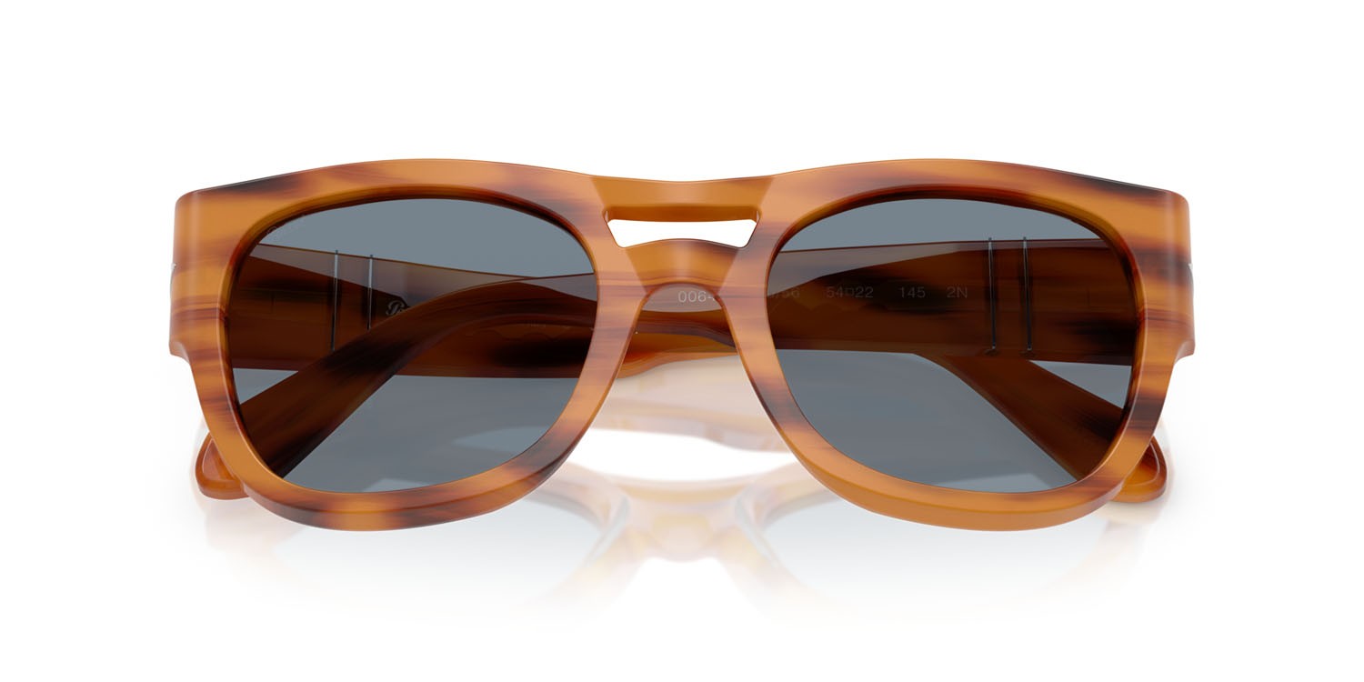 Occhiali da sole Persol PO 0064S (960/56) colore striato marrone forma quadrato lenti azzurro