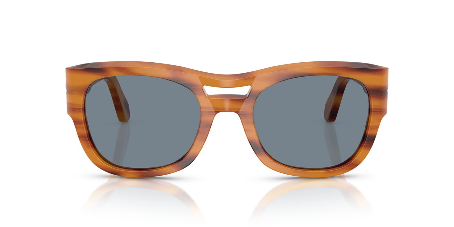 Occhiali da sole Persol PO 0064S (960/56) colore striato marrone forma quadrato lenti azzurro