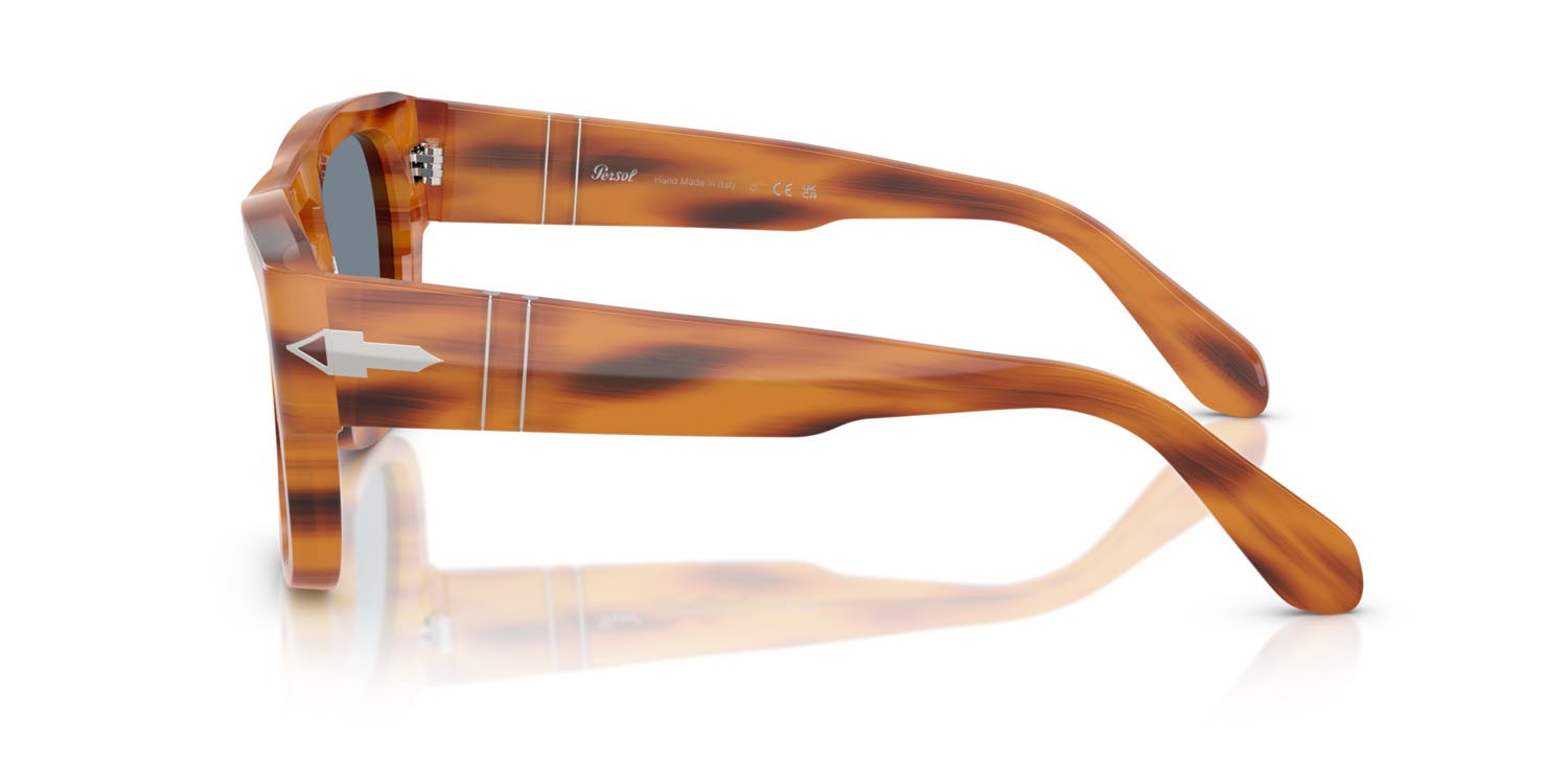 Occhiali da sole Persol PO 0064S (960/56) colore striato marrone forma quadrato lenti azzurro