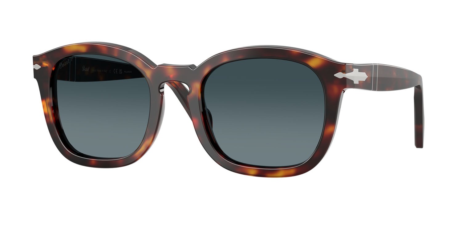 Occhiali da sole Persol PO 0082S (24/S3) colore havana forma irregolare lenti celeste sfumato blu scuro