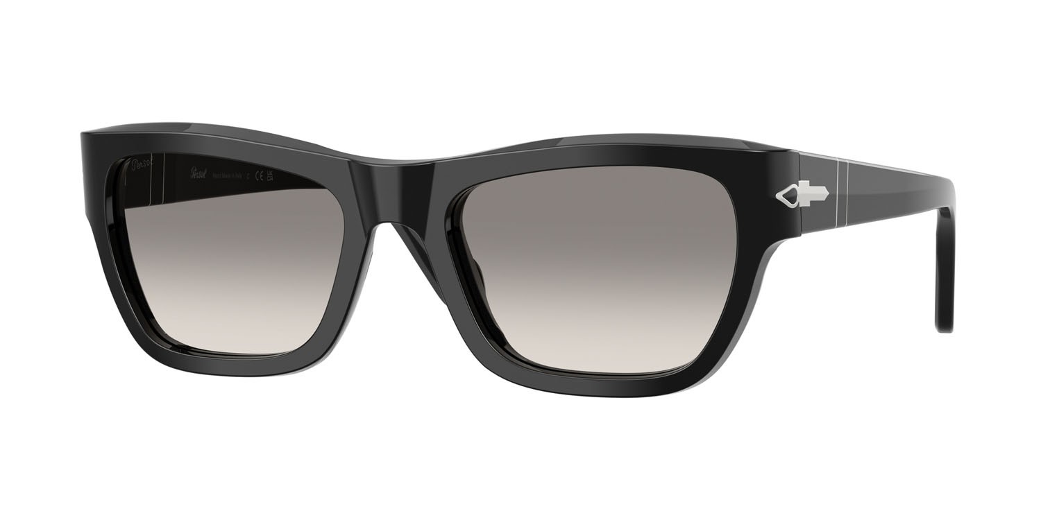 Occhiali da sole Persol PO 0091S (95/32) colore nero forma farfalla lenti trasparente sfumato grigio